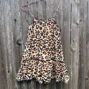 Leopard print cotton dress with nude cotton lining. Urban outfitters